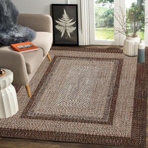 Acekool 9x12 Washable Area Rug, Modern Printed Braided Look, Non-Slip, Stain Resistant Large Brown Carpet for Bedroom, Living Room, Dining Room - 1 of 4