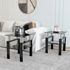 LIVAREEmlen Set of 2, Modern Tempered Glass Tea Table Coffee Table End Table, Square Table for Living Room, Black - 2 of 4