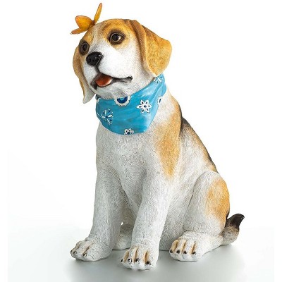 Plow & Hearth Beagle Puppy With Solar Butterfly Garden Statue