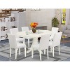 Dinette Set 7Pc Oval Table w/ Leaf & 6 Chairs - White PU Leather - Tuscan Style - 2 of 4