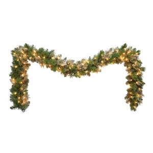 Puleo 9'x10" Pre-Lit Oklahoma Pine Artificial Garland - 1 of 4