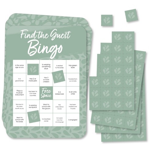 Big Dot Of Happiness Sage Green Elegantly Simple - Find The Guest Bingo  Cards And Markers - Wedding & Bridal Shower Bingo Game Set Of 18 : Target