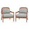 Set of 2 Mid-Century Modern Accent Chairs with Rattan Backrest & Solid Wood Frame,Upholstered Armchairs for Living Room-Baofuwish - 3 of 4