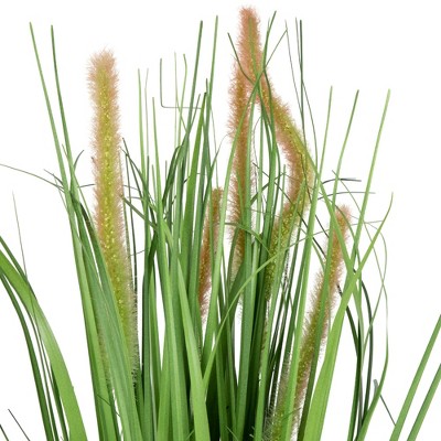 Lush Green 24" Artificial Onion Grass in Sleek Black Pot