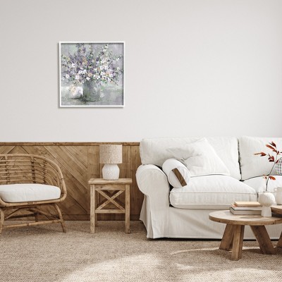 24" x 24" White Framed Abstract Floral Canvas Print