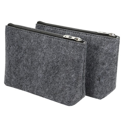 Unique Bargains Felt Pencil Bag Pen Case Stationery Storage Zipper Pouch  for Office Organizer Gray