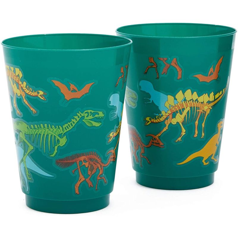 Blue Panda 16 Pack Plastic Dinosaur Cups, Dino Party Favors for Birthday Party Supplies, Green, 16 oz, 5 of 8