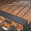 3-Piece Outdoor Patio Picnic Dining Set with 2 Benches, Acacia Wood Top & Steel Frame - 3 of 4