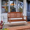 Maggift Patio Accent Chairs, Wooden Double Swing with Metal Chain for Lawn and Garden, Brown, 44"*20.8"*49.6" - 2 of 4