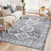 Washable Non Slip Low Pile Area Rug for Living Room Vintage Floral Indoor Carpet Stain Resistant Foldable Floor Cover - 3 of 4