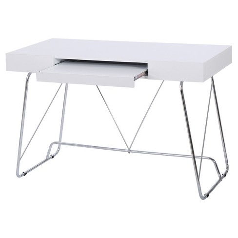 Heinrik Wood Computer Desk W Keyboard Tray White Christopher