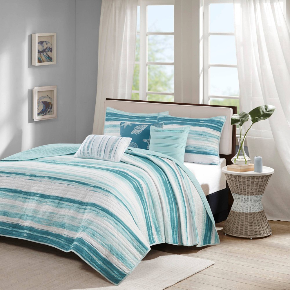 Photos - Duvet Madison Park 6pc King/California King Fairbanks Quilted Microfiber Coverle