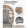 Oversized Patio Egg Chair with Ottoman, Wicker Lounge Chair with Cushions & Metal Frame for Outdoor, Balcony, Living Room, Grey - 2 of 4