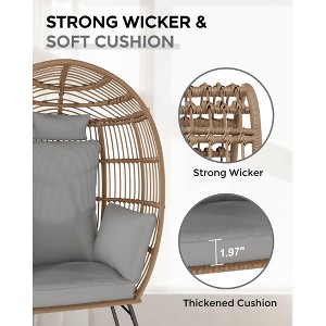 COZONY Oversized Wicker Egg Chair with Ottoman - Waterproof UV-Resistant Patio Lounge Chair, Beige Cushions for Garden, Balcony, Living Room - 1 of 4