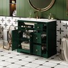 Vynxaria 36 inch Rich Green Modern Freestanding Single Sink Bath Vanity with White Ceramic Top Four Drawers One Tip Out Drawer Two Soft Close Doors - 3 of 4