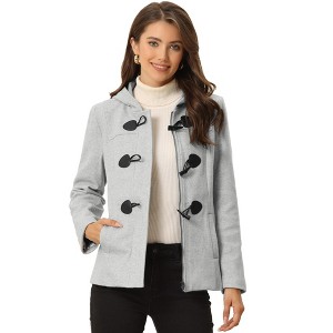 INSPIRE CHIC Women's Casual Winter Outwear Hooded Button Toggle Duffle Coat - 1 of 4