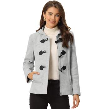 Allegra K Women's Casual Winter Outwear Hooded Button Toggle Duffle Coat
