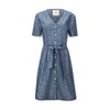 Hope & Henry Womens' Short Sleeve Button Front Chambray Dress with Waist Sash - 4 of 4