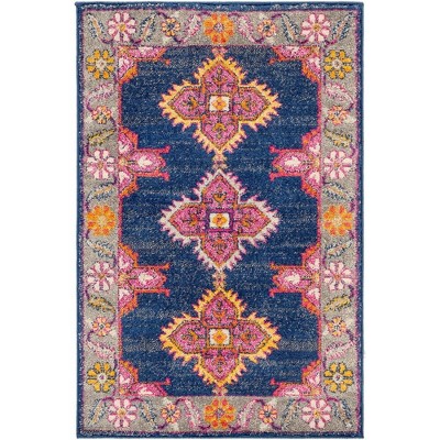Mark & Day Isla 3'11"x5'7" Rectangle Woven Indoor Area Rugs Navy/Gray: Stain-Resistant, Pet Friendly, Traditional Medallion