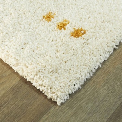 Cream and Yellow Sun Spot Kids' Rectangular Synthetic Rug 5' x 7'