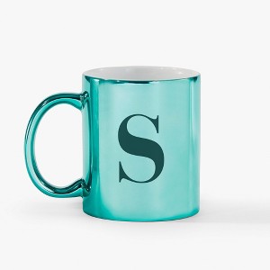 Personalization Mall Metallic Initial 11 Oz. Mug, Green - 1 of 1