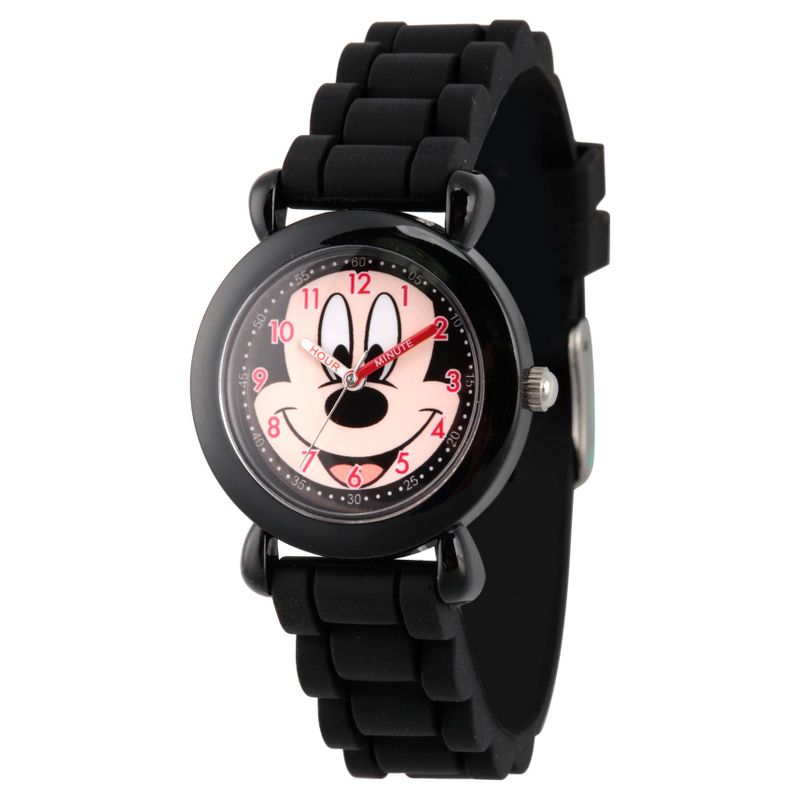 Boys&#39; Disney Mickey Mouse Face Plastic Time Teacher Watch - Black, 1 of 7
