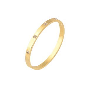 Anna-Kaci 18K Gold Plated Crystal Rhinestone Bangle Bracelets for Women with Cubic Zirconia Stainless Steel Bracelet for Valentines, Birthday - 1 of 4