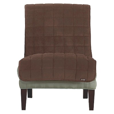 Antimicrobial Quilted Armless Chair Furniture Protector Chocolate - Sure Fit