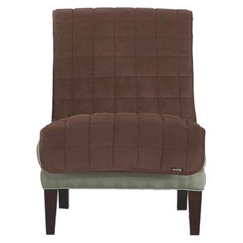 Antimicrobial Quilted Armless Chair Furniture Protector Chocolate - Sure Fit