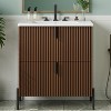 Vynxaria 30 Inch Dark Brown Fluted Bathroom Vanity with Ceramic Sink One Complete Set Solid Wood Cabinet Two Hidden Soft Close Drawers - 2 of 4