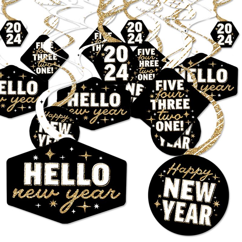 Big Dot of Happiness Hello New Year - 2024 NYE Party Hanging Decor - Party Decoration Swirls - Set of 40, 1 of 9
