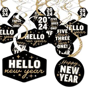Big Dot of Happiness Hello New Year - 2024 NYE Party Hanging Decor - Party Decoration Swirls - Set of 40