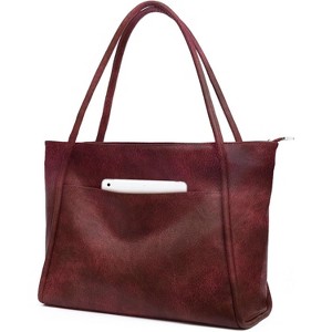 Large Tote Bag for Women Work with Zipper 16L Vegan Leather Ladies Travel Purses and Handbags - 1 of 4