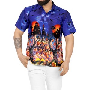 HAPPY BAY Mens Hawaiian Short Sleeve Button Down Shirt Men's Halloween Costumes Shirt Vacation Beach Summer Party Shirts for Men Funny - 1 of 4