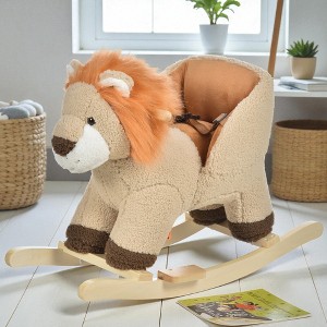 Mshliw Plush Lion Rocking Horse with Seatbelt, Wooden Base Ride‑On Toy for Toddlers 18–36 Months, Birthday Gift, Christmas gift - 1 of 4