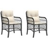 vidaXL Patio Chairs with Cushions 2 pcs Black Poly Rattan - 2 of 4