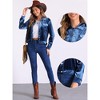 Allegra K Women's Velvet Button Up Long Sleeve Crop Jacket - 2 of 4
