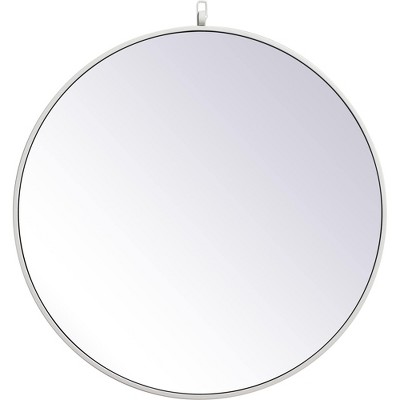 Elegant Lighting Metal frame round mirror with decorative hook 28 inch in White