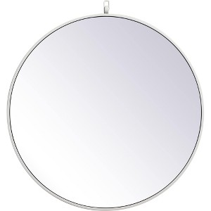 Elegant Lighting Metal frame round mirror with decorative hook 28 inch in White - 1 of 4