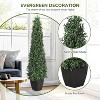 Artificial Boxwood Topiary Trees, Cone Shape Faux Plants with Black Planter, Set of 2 for Porch or Indoor Decoration - 3 of 4