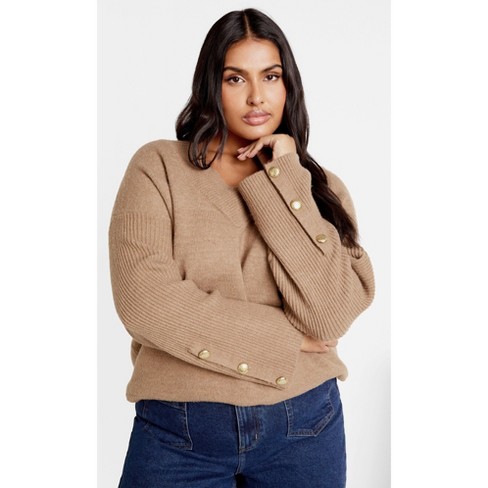 City Chic | Women's Plus Size Jamie Jumper - Nougat Marle - 12 Plus ...