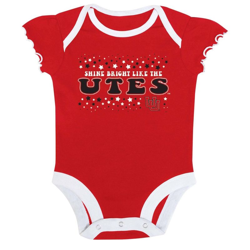 NCAA Utah Utes Infant Girls&#39; 3pk Bodysuit, 2 of 5