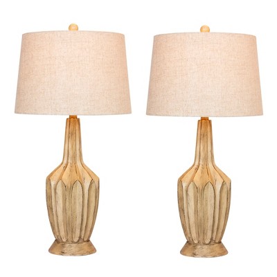 2pk Fluted Genie Bottle Resin Table Lamps Buff Beige  - Fangio Lighting