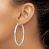 Black Bow Jewelry 3.5mm Round Tube Hoop Earrings in Sterling Silver, 51mm (2 in) - 3 of 4