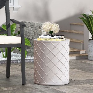NicBex Modern Powder Coated Iron Outdoor End Table, Black Brush Silver Finish Patio Side Table, Square Outdoor Side Table - 1 of 4