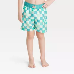 Toddler Boys' Checkered Swim Shorts - Cat & Jack™ Green
