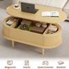 LOVSON Fluted Lift Top Coffee Table with Hidden Compartment, Wooden Center Table, Modern Oval Lift Tabletop forLiving Room Office,Natural - 4 of 4