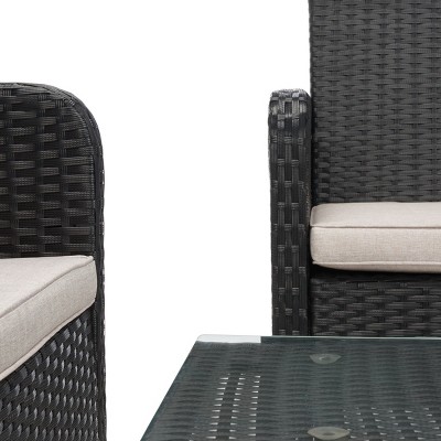 Aboka Black and Light Grey 4-Piece Outdoor Conversation Set