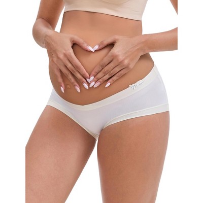 INSPIRE CHIC Women's Ice Silk Ribbed V-Shaped Low Rise Color Patchwork Pregnancy Maternity Briefs 2 Packs