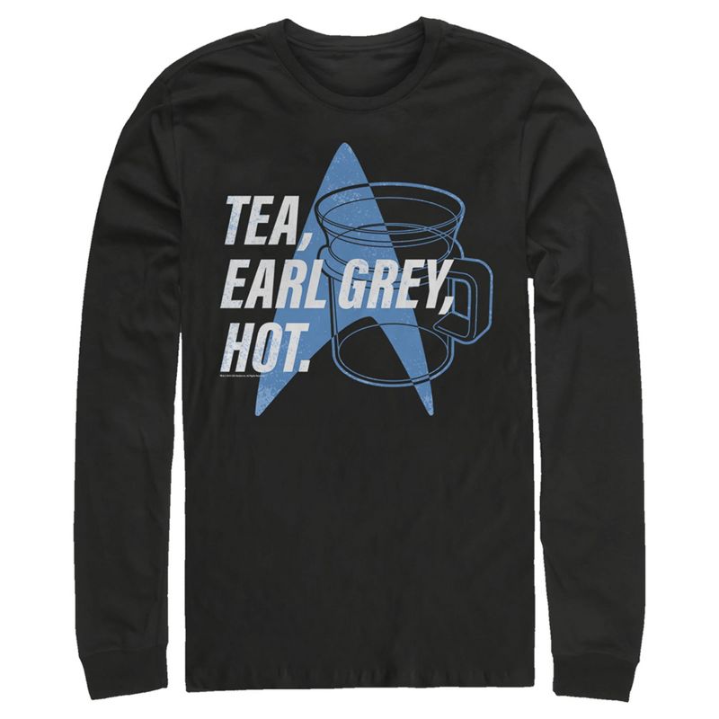Men's Star Trek: The Next Generation Cup Of Tea Earl Grey Hot, Captain Picard Long Sleeve Shirt, 1 of 5